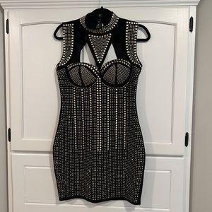 Akira Black Dress Studded Gold Details Size Large ERAS TOUR